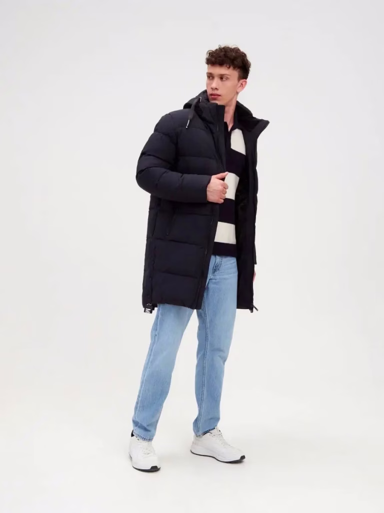 Men’s Oversized Longline Quilted Down Jacket