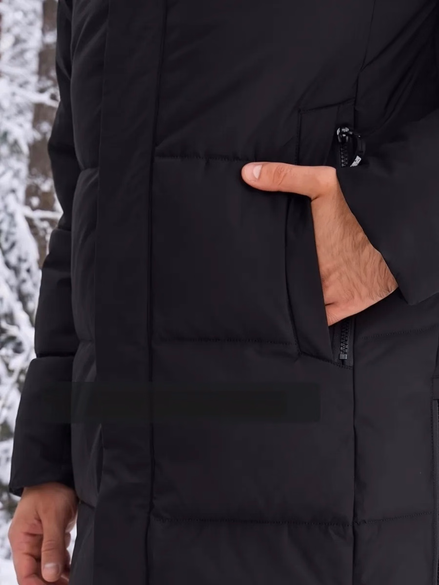Men’s Long Hooded Quilted Winter Coat